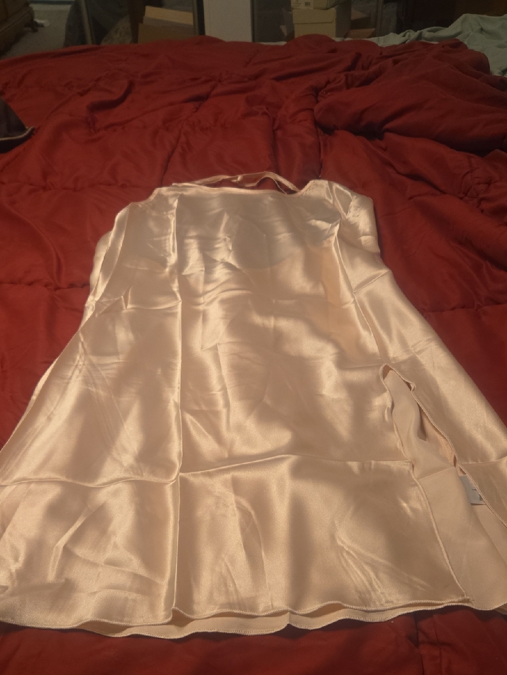 2 Satin Slip Dress in Blush Pink